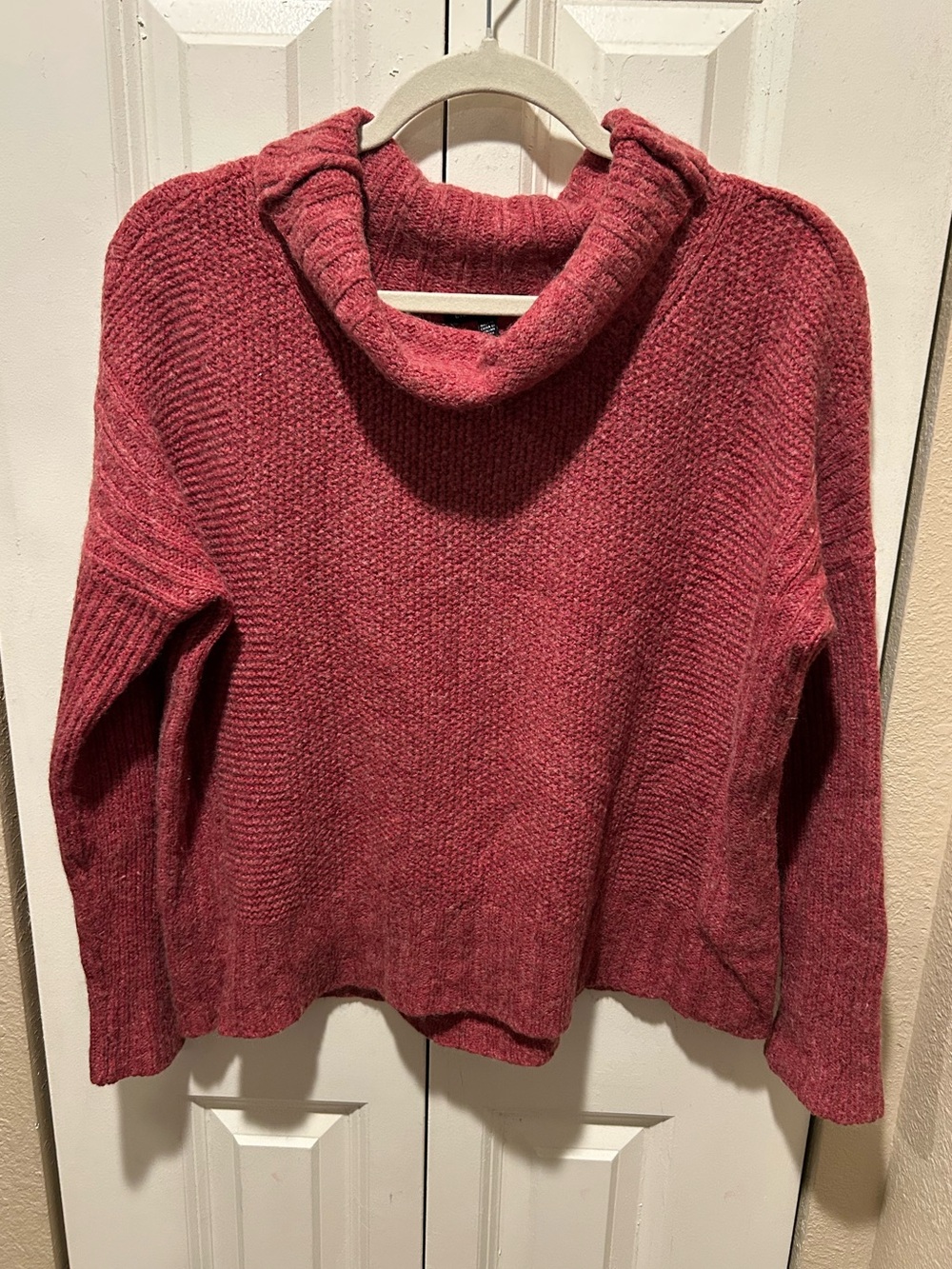 Eileen Fisher Wool/Camel Blend Turtleneck Knit Sweater in Ruby, Small